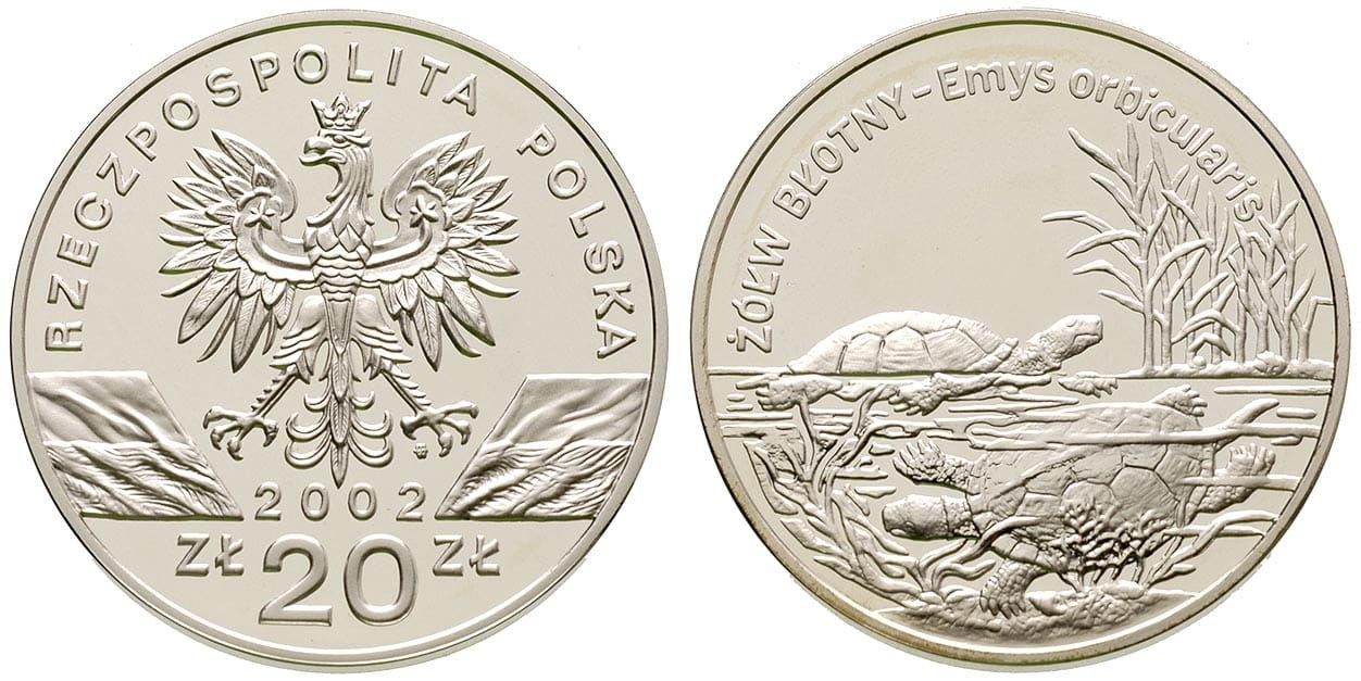 20 zł Żółw błotny (łac.Emys orbicularis) 2002