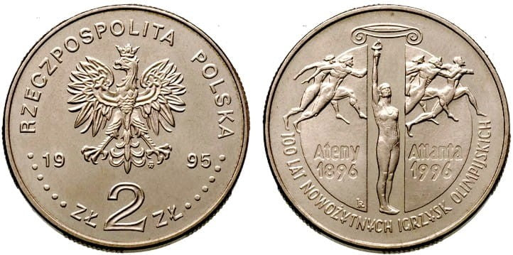 2 zł 100 lat nowożytnych Igrzysk Olimpijskich 1995