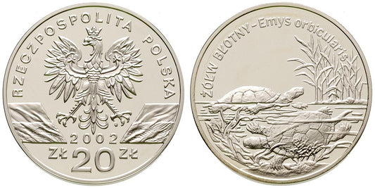 20 zł Żółw błotny  (łac.Emys orbicularis) 2002