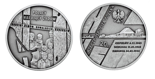 20 zł Polacy ratujący Żydów – rodzina Ulmów, Kowalskich, Baranków 2012