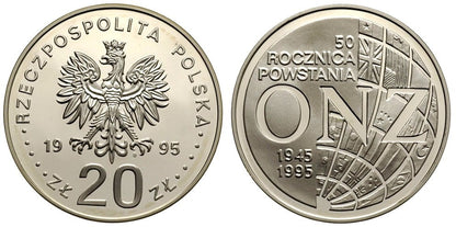 20 zł 50. rocznica powstania ONZ 1995
