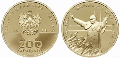 200 zł  20-lecie pontyfikatu Jana Pawła II 1998