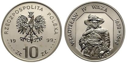 10 zł Władysław IV Waza półpostać 1999