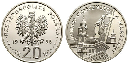 20 zł IV wieki stołeczności Warszawy 1996