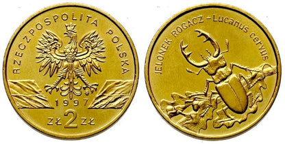 2 zł Jelonek Rogacz (łac. Lucanus cervus) 1997